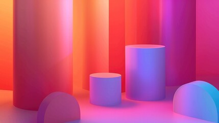 Fototapete - A collection of variously colored cylindrical objects in a indoor setting