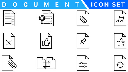 Poster - Document line icon set. Documents symbol collection. Different documents icons vector illustration