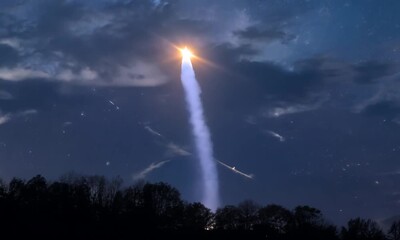 Wall Mural - A comet streaking through the night sky. 4K Video hyperrealistic