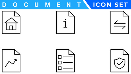 Poster - Document line icon set. Documents symbol collection. Different documents icons vector illustration
