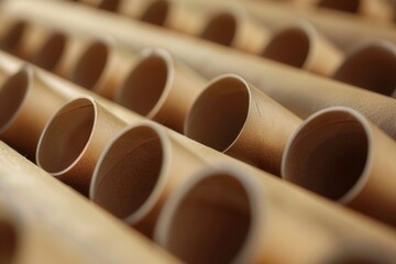 Poster - A detailed view of several brown pipes in a row
