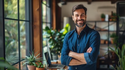 The smiling man in office