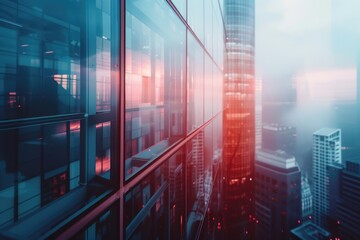 Poster - View of urban landscape from rooftop perspective