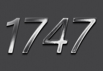 Wall Mural - Chrome metal 3D number design of 1747 on grey background.