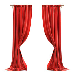 Red Curtain window isolated on white background