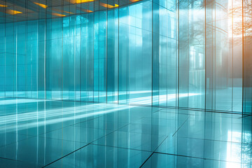 Wall Mural - Modern glass office building interior reflecting sunlight