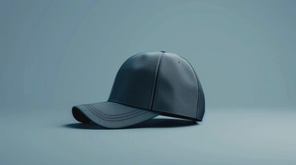 Poster - A single baseball cap lying on a blue surface