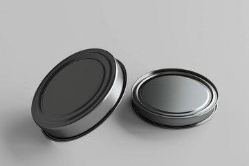 Poster - A metallic storage container with a reflective surface on the top, suitable for use as a decorative accent or in photography shoots