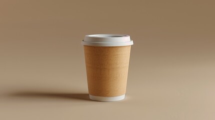 Wall Mural - A single serving of coffee sitting on a brown surface