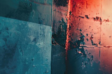 Poster - A close-up view of a wall with peeling paint, ideal for use in DIY or renovation projects
