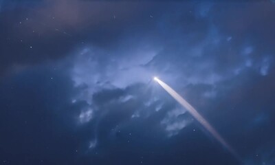 starry night sky with a shooting star. 4k video hyperrealistic