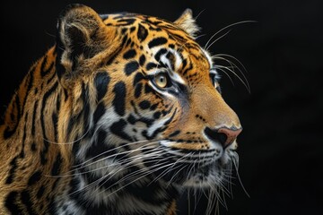 Poster - Close-up shot of a tiger's face on a dark background