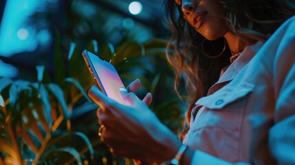 Poster - A person holding a mobile device with a focus on the screen