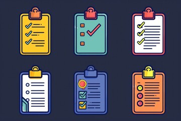 Poster - Four clipboards with checklists, ideal for office use or project management