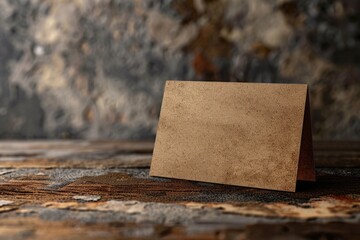 Aufkleber - A blank card sitting on top of a wooden table, ready for writing