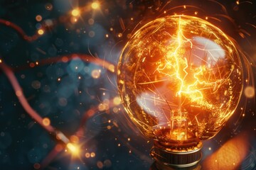 Poster - A glowing light bulb with sparks emanating from the filament