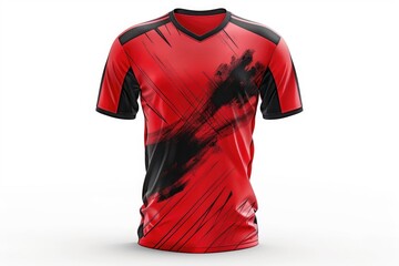 Aufkleber - Close-up of a red and black striped shirt on a white background