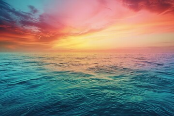 Poster - Colorful sunset over the ocean with gentle waves