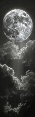 Wall Mural - Black and white of a full moon
