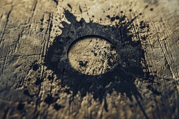 Poster - A close-up view of a wooden surface featuring a hole