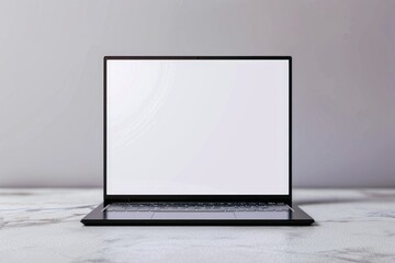 Poster - A close-up view of a laptop computer sitting on a marble table