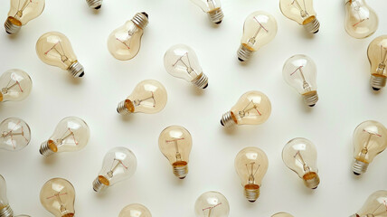 Wall Mural - many of light bulbs isolated on white background