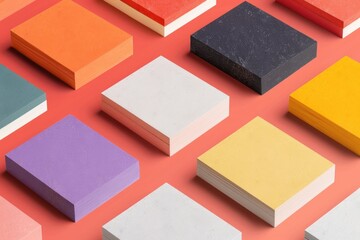 Poster - A collection of colorful blocks arranged on a pink surface
