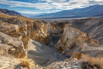 Poster - A scenic view of a canyon in the middle of the desert, great for adventure and travel imagery