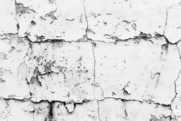 Aufkleber - A close-up shot of a cracked black and white wall with visible cracks and damage