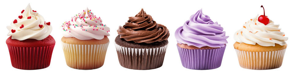 Wall Mural - Cupcake png cut out element set