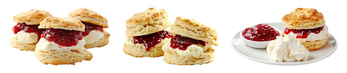 Wall Mural - Scone with ja and cream cheese png cut out element set