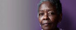 © john - Violet background sad black american independant powerful Woman realistic person portrait of older mid aged person beautiful bad mood expression