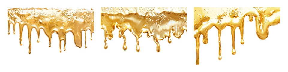 Wall Mural - Melting gold border png cut out element set