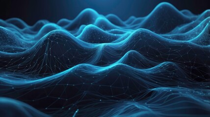 Sticker - abstract blue tech background with digital waves and dynamic network system