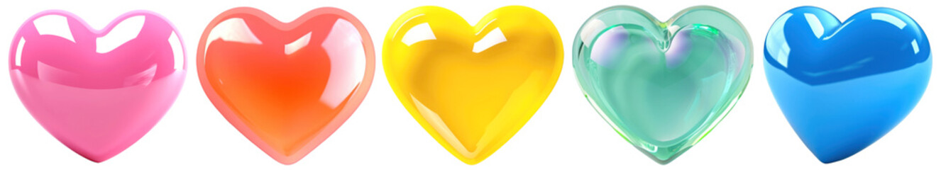 Sticker - 3D heart png cut out element set