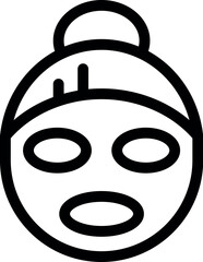 Poster - Line drawing of a woman with her hair tied up wearing a beauty mask for her face care routine