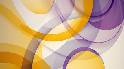 Aufkleber - Abstract geometric pattern with yellow and purple overlapping circles on a light background
