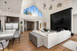 © Cavan Images - Living room, kitchen, and foyer in new contemporary style luxury home