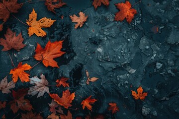 Poster - Close-up of a bunch of leaves on the ground