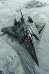 Poster - A fighter jet soaring through the clouds with contrails visible
