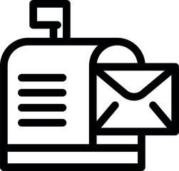 Poster - Simple icon illustration featuring a traditional mailbox receiving mail