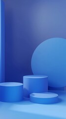 Aufkleber - Geometric shapes with blue background, abstract minimalism. Modern design and concept art