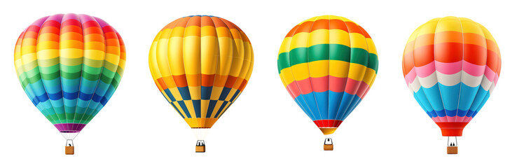 Poster - Colorful hot air balloon png cut out element set