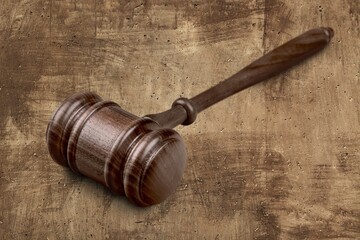 Sticker - Court of Justice, Judge`s wooden Gavel on Table