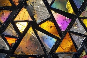 Poster - A close-up of a colorful, geometric pattern. AI.