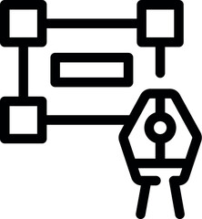 Poster - Digital pen tool is connecting nodes on horizontal lines, symbolizing digital design and vector editing