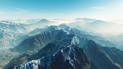 Aufkleber - Aerial photography of a mountain range from above