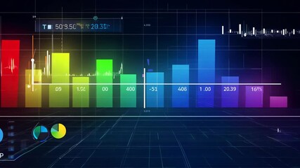 Aufkleber - Data analysis concept with infographic charts and graphs in motion
