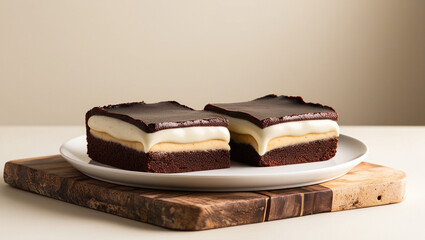 Wall Mural - Tiramisu-Filled Brownies with Rich Creamy Center and Decadent Chocolate Exterior