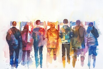 Poster - A group of people standing together in a row